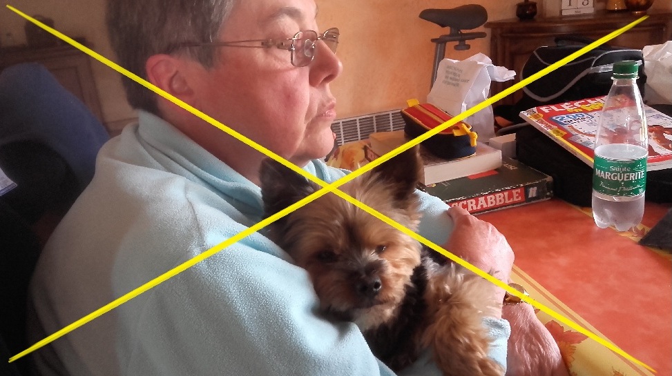 Femme avec chien dans les bras