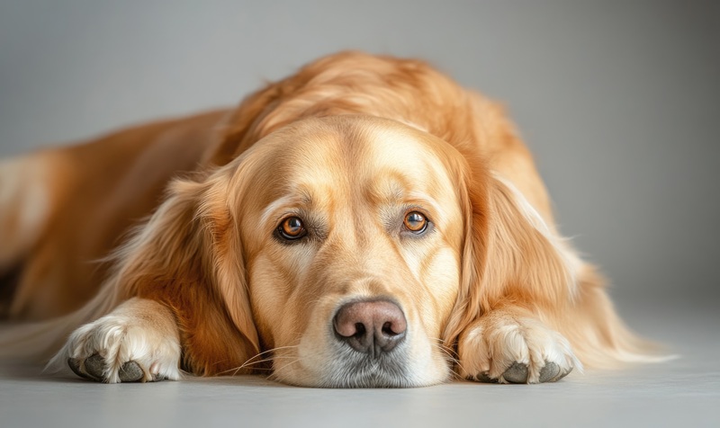 chien allongé triste