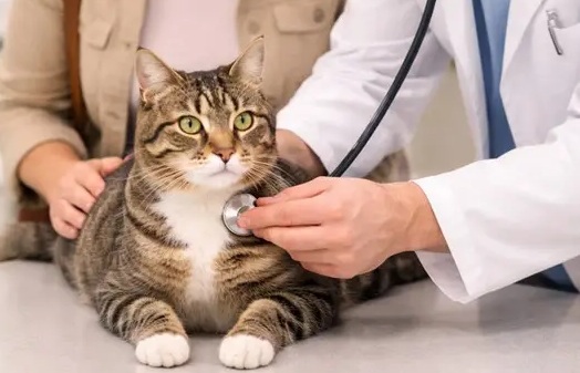 femme chez vétérinaire avec son chat-mini