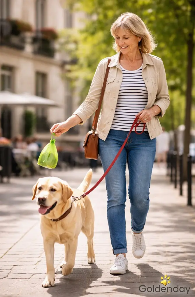 femme promenant un chien