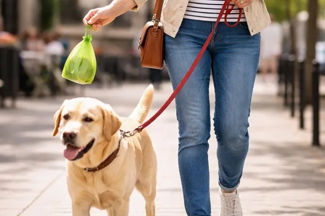 femme promenant un chien