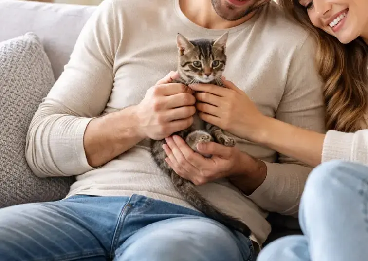 couple avec chaton